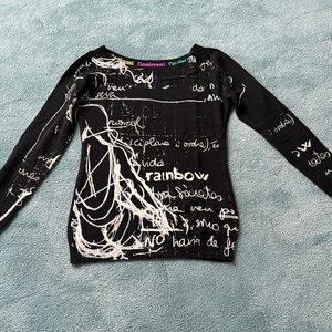 Vintage Desigual boatneck sweater with graffeti design